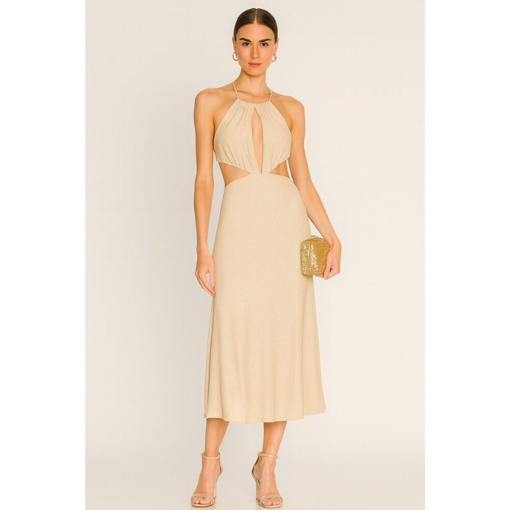 NWT Misha Collection Angel Dress Champagne Metallic